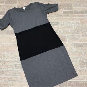 LuLaRoe Julia dress black gray medium EUC
